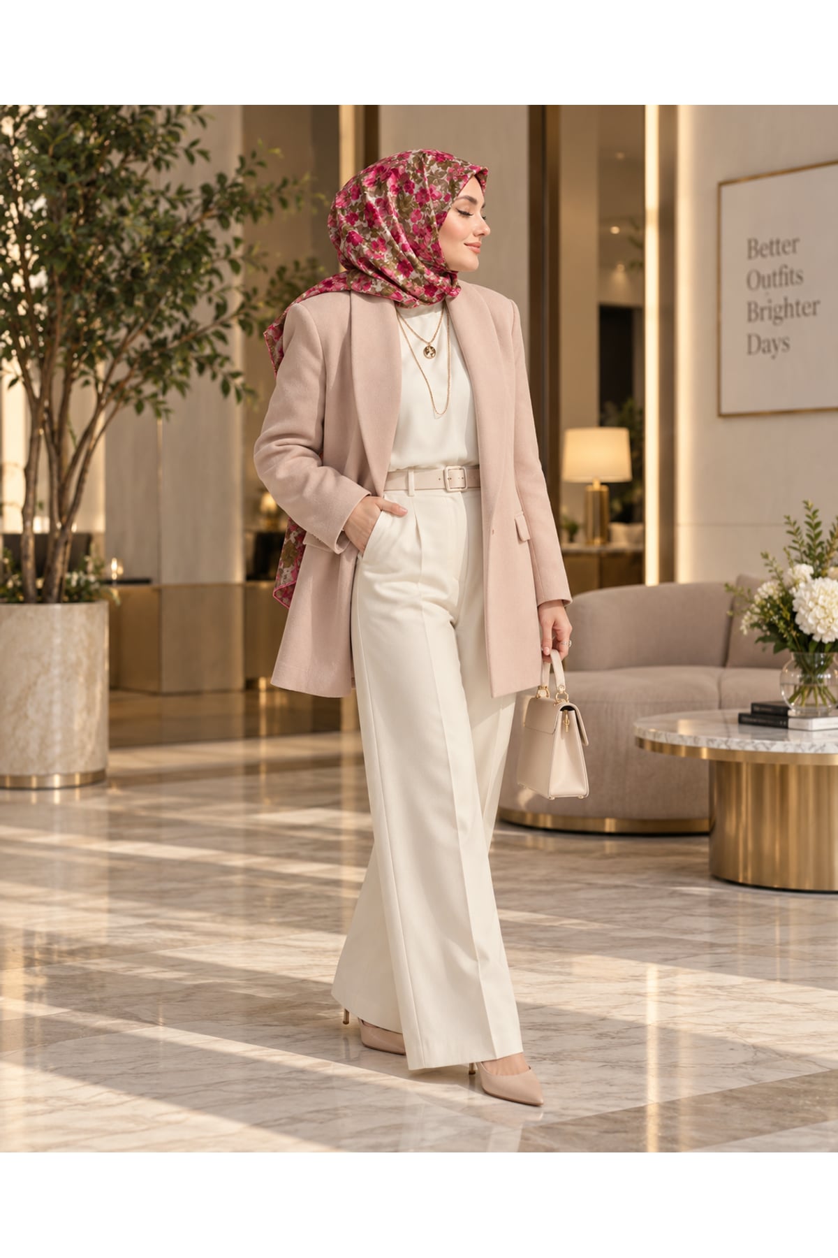 Vera Çiçek Desenli Eşarp - Fuşya — görsel 2