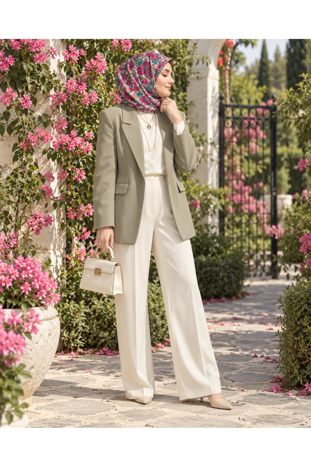 Vera Çiçek Desenli Eşarp - Pembe — görsel 2