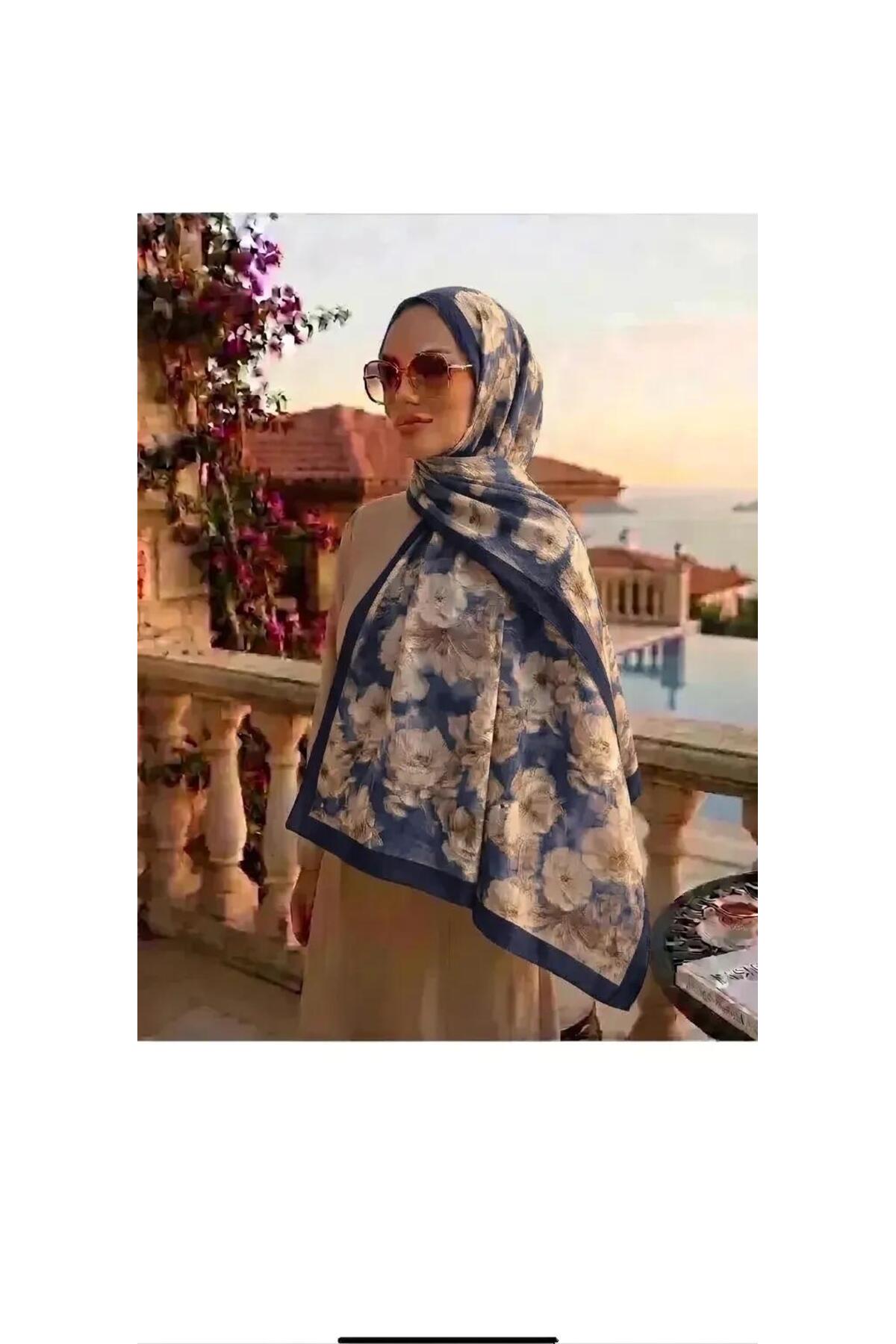 Vera Şal Desen Kıraş Şal 70x180 - Lacivert