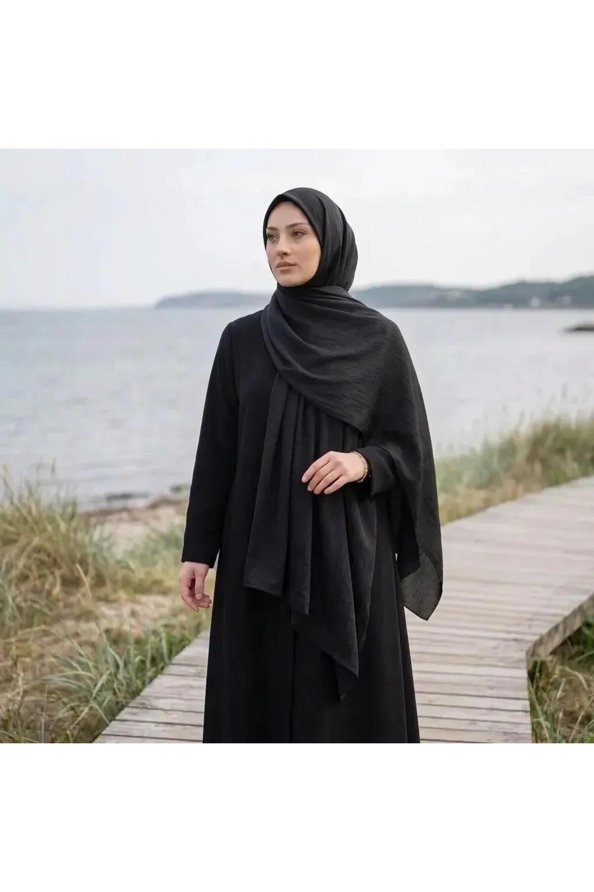 Vera Şal Desen Medine İpeği Şal 75 x 185 - Siyah