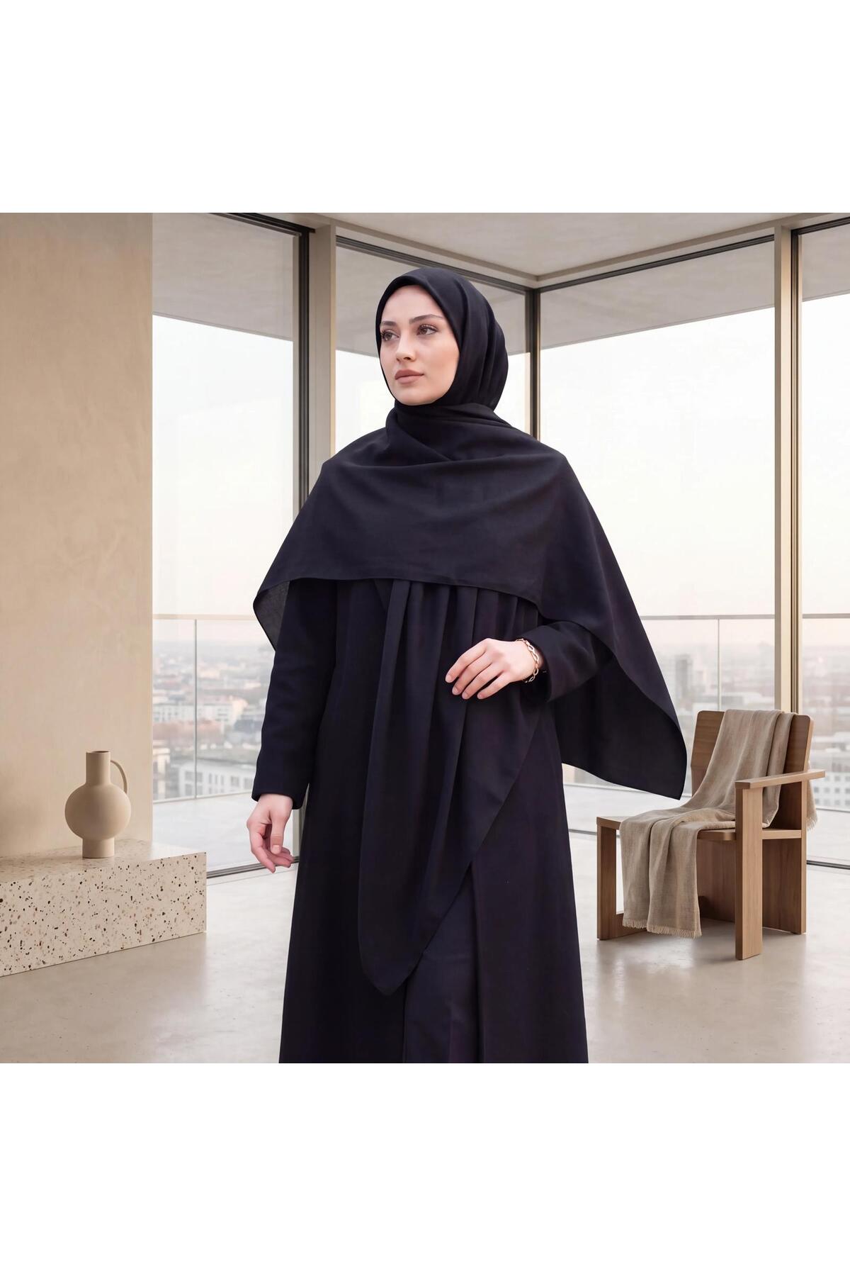 Vera Etnik İpek Eşarp 90x90 - Siyah