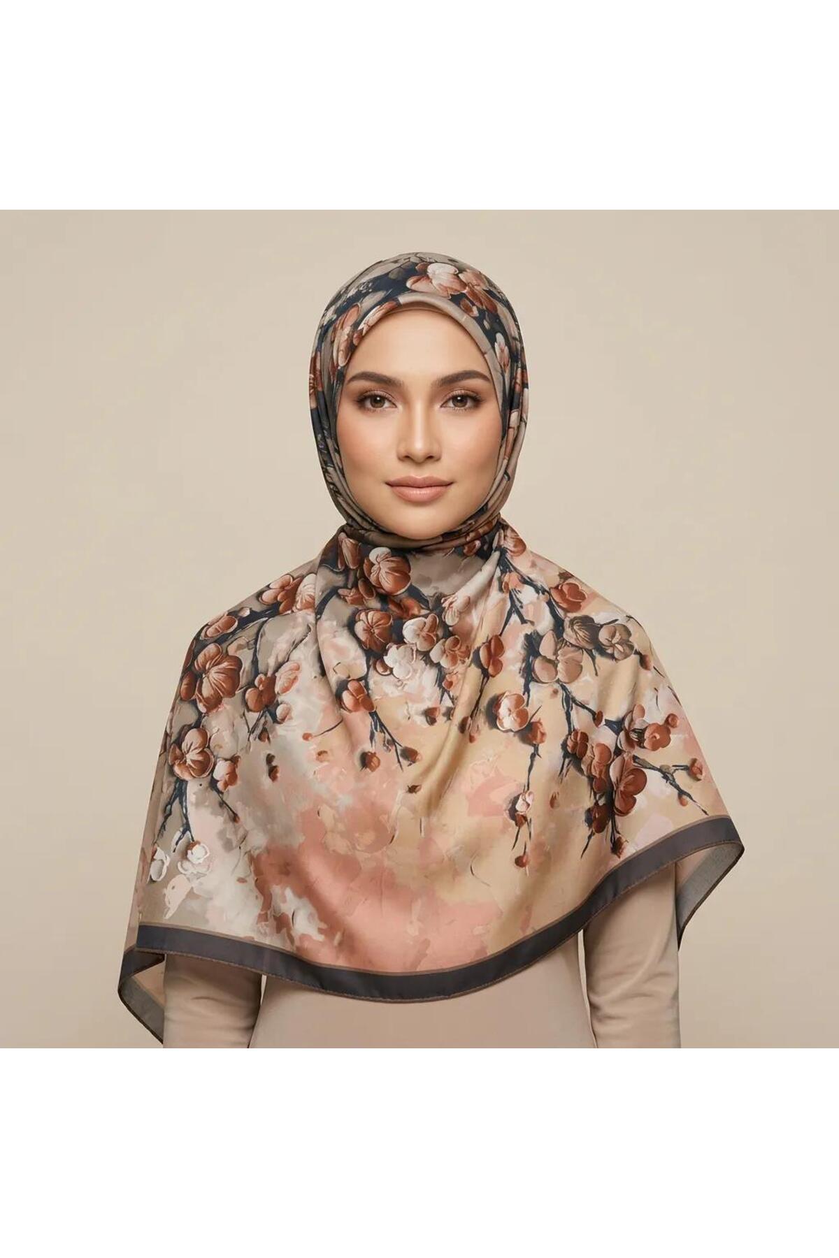 Vera Otantik Desenli Eşarp - Kahve Baskılı
