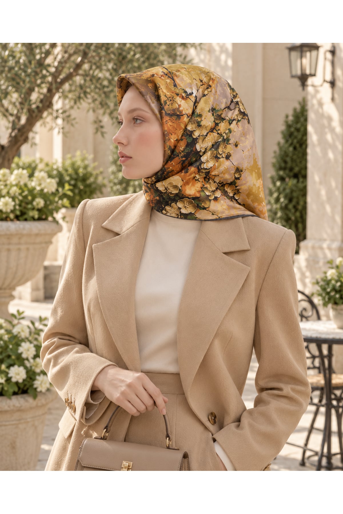 Vera Çiçek Desenli Eşarp - Sarı
