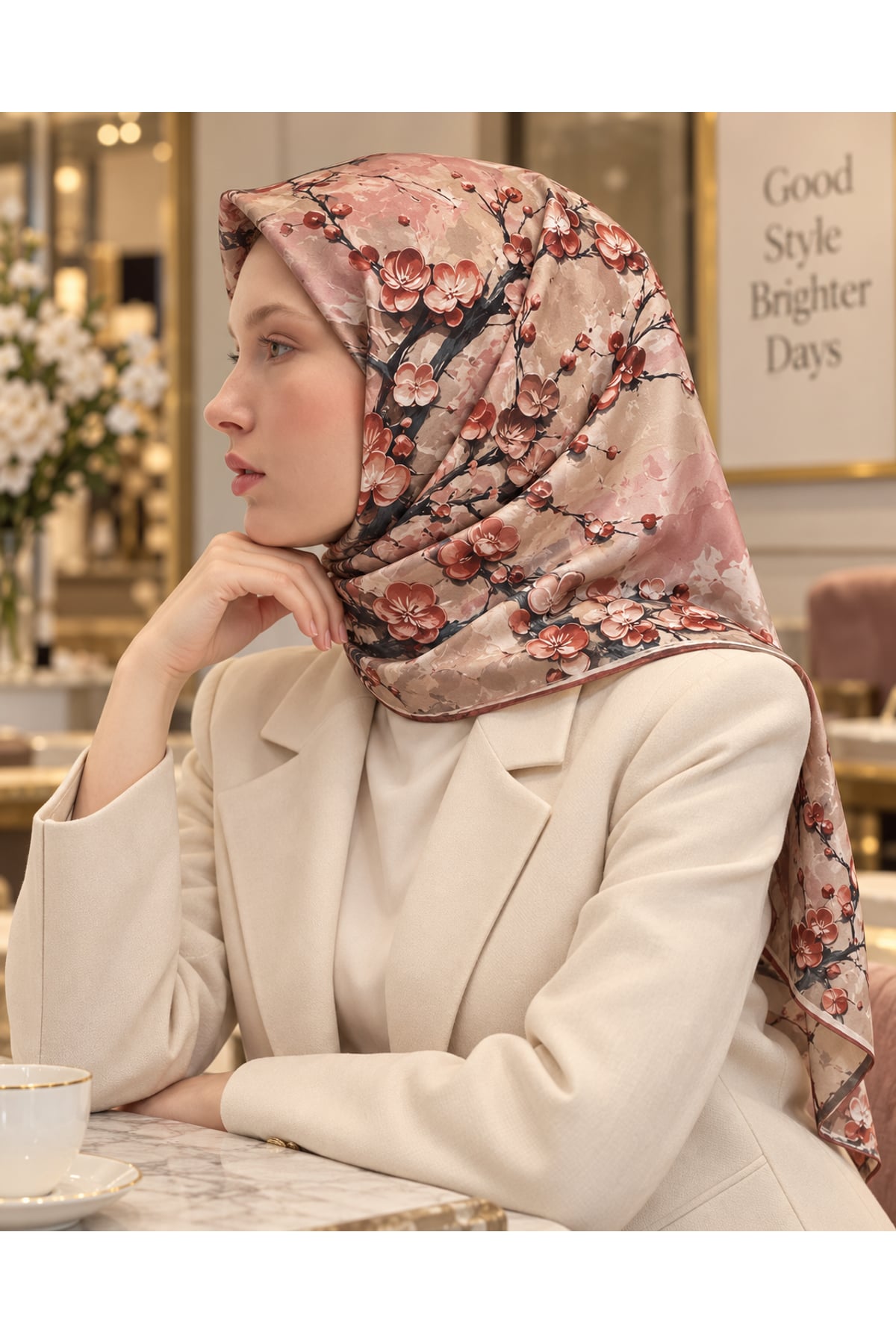 Vera Çiçek Desenli Eşarp - Pembe — görsel 2