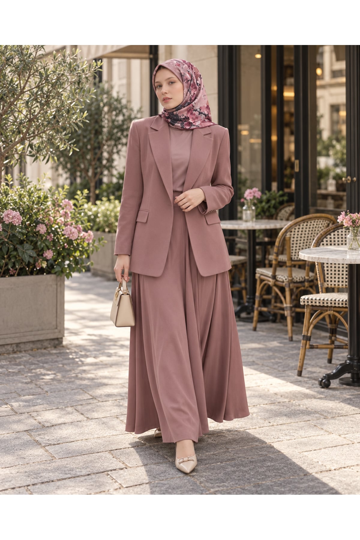 Vera Çiçek Desenli Eşarp - Mor