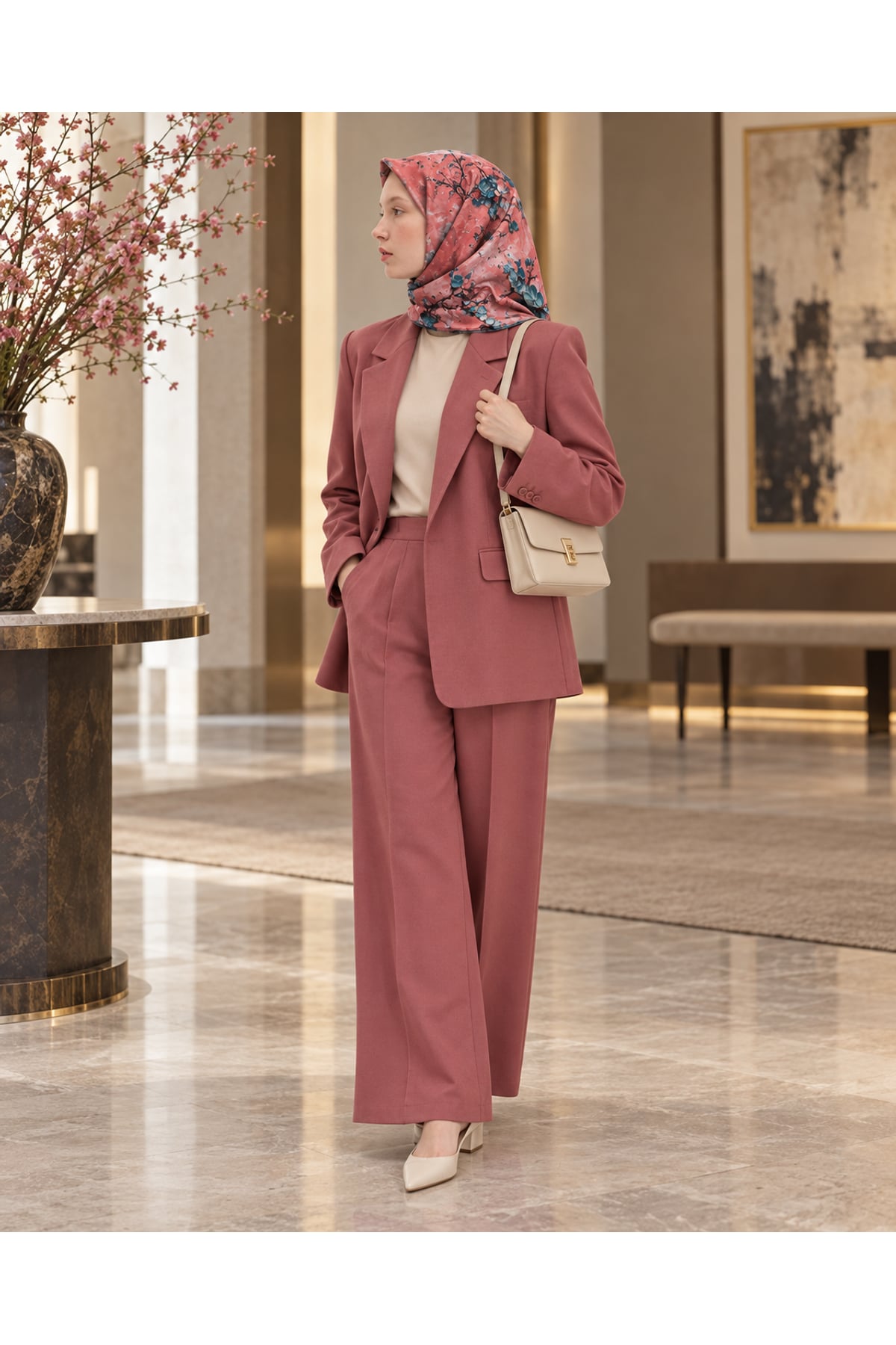 Vera Çiçek Desenli Eşarp - Mor — görsel 2